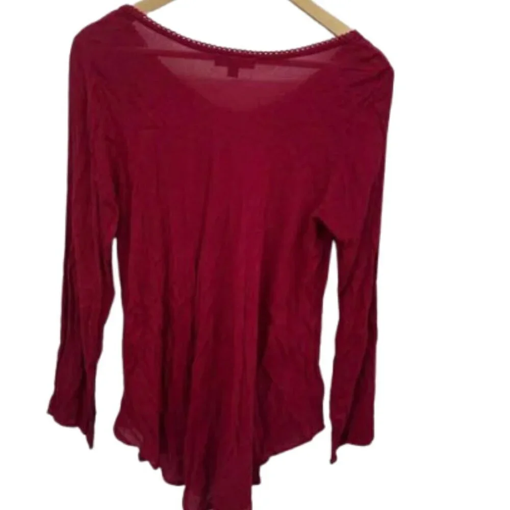 Greater Goods Women's Red Boho Long Sleeve Size S/m Embroidered 1X/2X (A57) - Picture 2 of 4